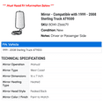 thumbnail image 2 of Mirror - Compatible with 1999 - 2008 Sterling Truck AT9500 2000 2001 2002 2003 2004 2005 2006 2007, 2 of 2