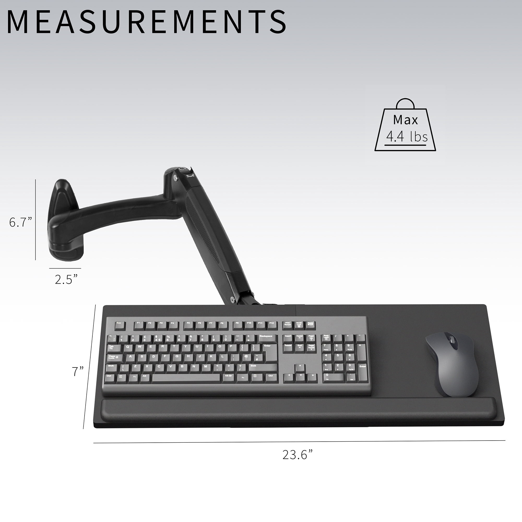 VIVO Pneumatic Keyboard & Mouse Platform Wall Mount, Keyboard Tray Arm