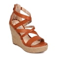 thumbnail image 1 of New Women KAYLEEN Gretta-1 PU Open Toe Strappy Espadrille Platform Wedge Heel, 1 of 5