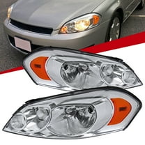 Factory Style Crystal Headlights w/ Amber Reflectors (Chrome Housing/Clear Lens) Made for and Compatible with 2006-2013 Chevrolet Impala / 2014-2016 Impala Limited / 2006-2007 Monte Carlo