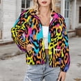 thumbnail image 3 of Jackets for Women Winter Coat Jackets Flannel Stand Collar Jacket(Neon Abstract Colorful Pattern,Size:S-4XL), 3 of 7