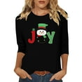 thumbnail image 2 of Gamivast Christmas Clothes for Women Plus Size Round Neck 3/4 Sleeve Blouse Cute Snowman Trees Printed Holiday Pullover Merry Christmas Shirts Vacation Casual Tees Tops 5XL, 2 of 5