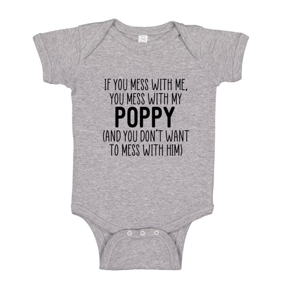 Don't Mess With My Poppy Baby Bodysuit One Piece NB Athletic Heather