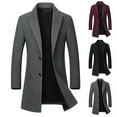 thumbnail image 4 of Lovskoo 2024 Mens Single Breasted Trench Coat Winter Pea Coat Oversized Warm Lapel Work Business Jacket Outerwear Black, 4 of 4