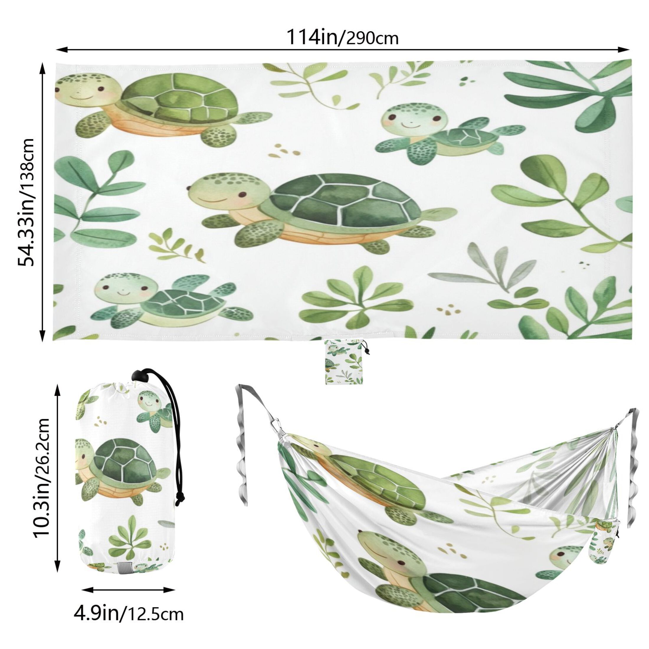 Hammock Camping Hammock Nylon Portable Hammock Travel Camping Hammock Green Cartoon Turtle