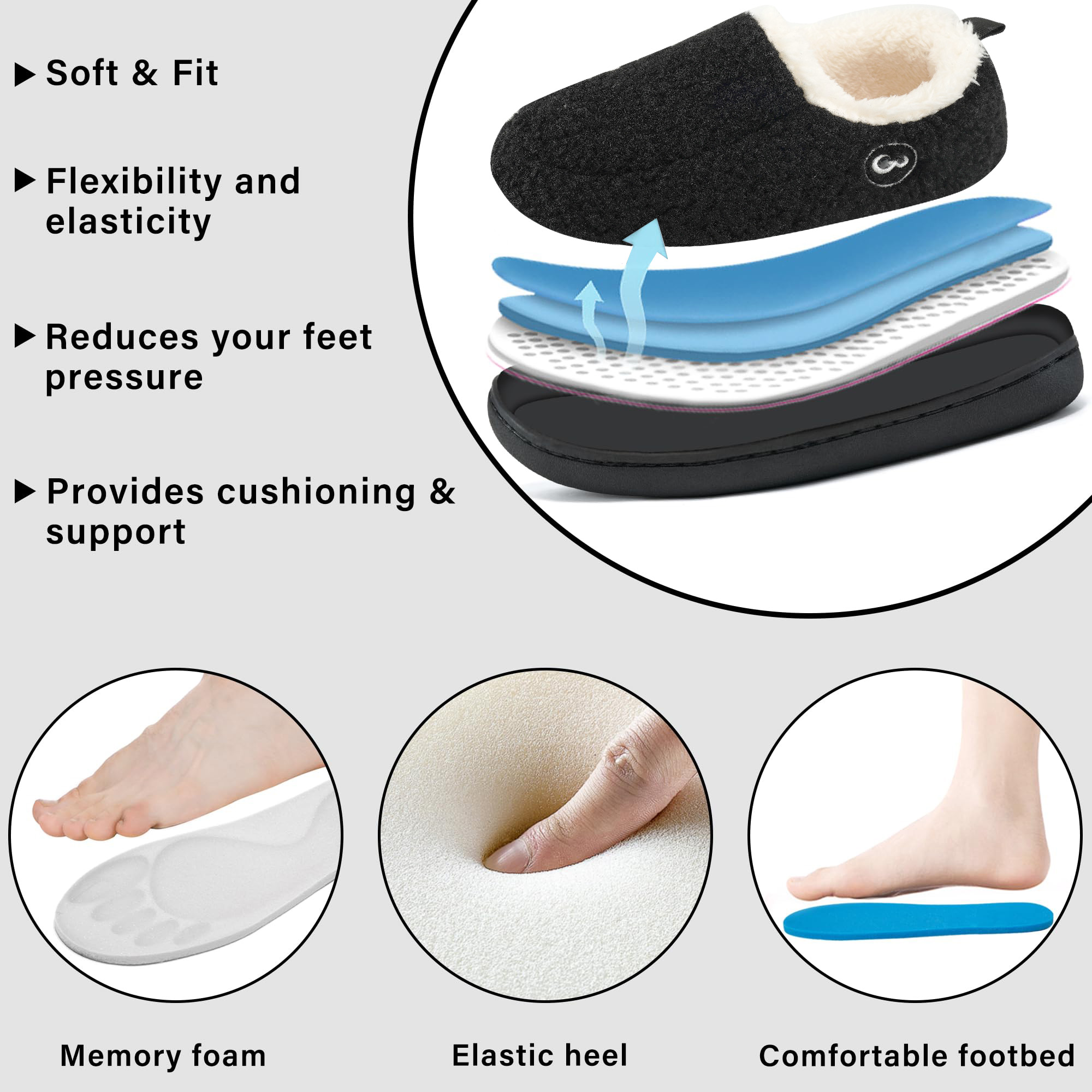 Ecetana Women's Memory Foam Warm Plush Fleece Scuff Slipper photo 4