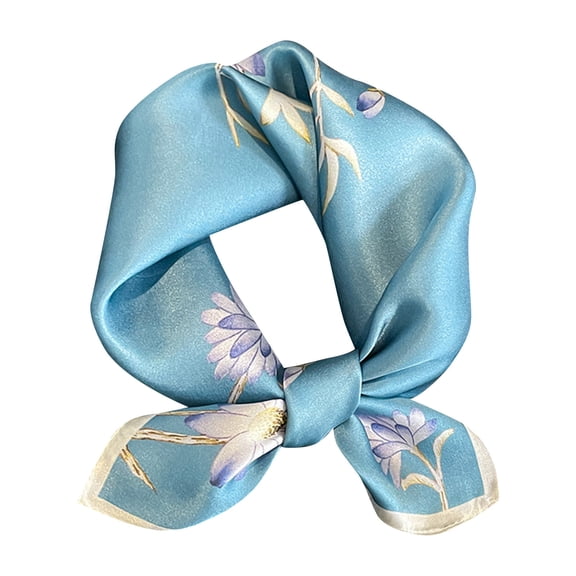 yuCgh Spring Fashion Silk Square Scarf, Women's Decorative Silk Scarf, Lightweight Neck Scarf, Elegant Gift Scarf, Luxury Silk Scarf,Blue