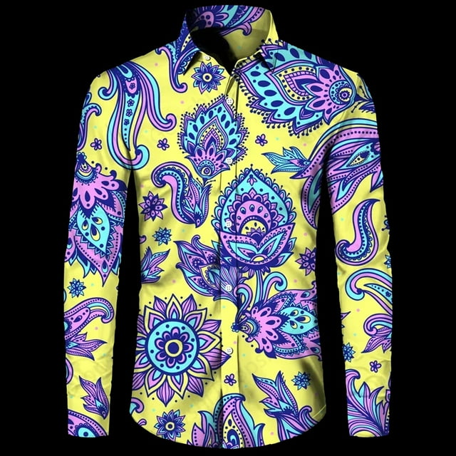 Camisas hawaianas de manga larga con estampado de flores de cachemira en 3D, camisas de moda para hombre, blusas casuales de playa, blusas con botones, ropa para hombre