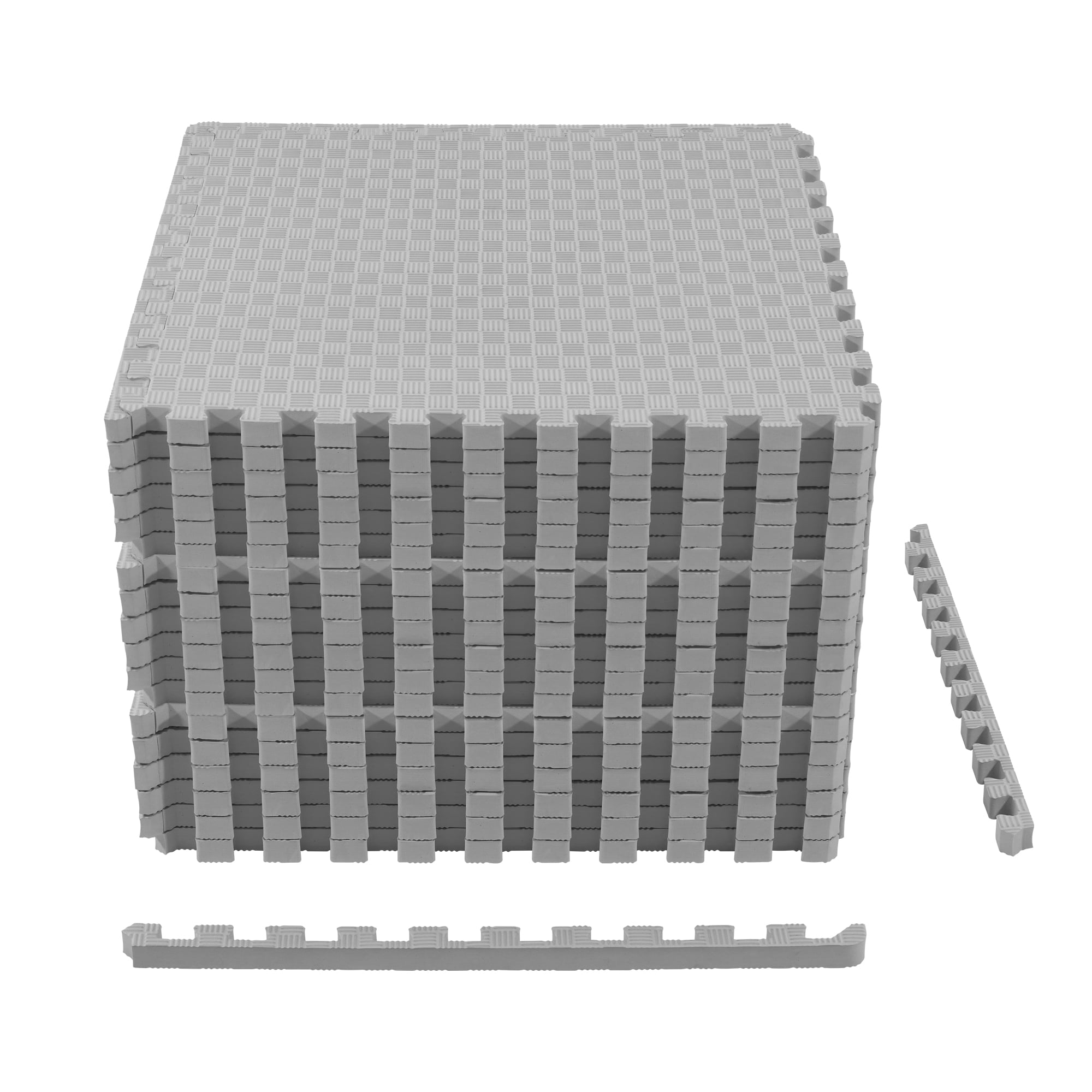 (2 pack) BalanceFrom 1 In. Thick Flooring Puzzle Exercise Mat with High Quality EVA Foam Interlocking Tiles, 18 Piece, 72 Sq Ft. Gray