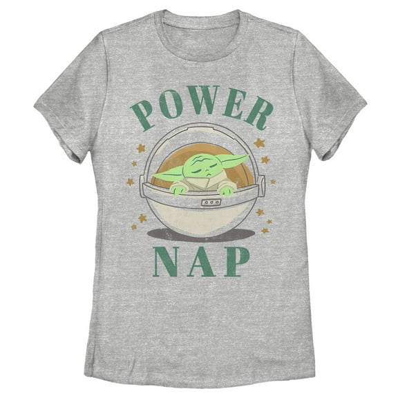 Women's Star Wars: The Mandalorian The Child Power Nap Bassinet Graphic Tee Athletic Heather Medium