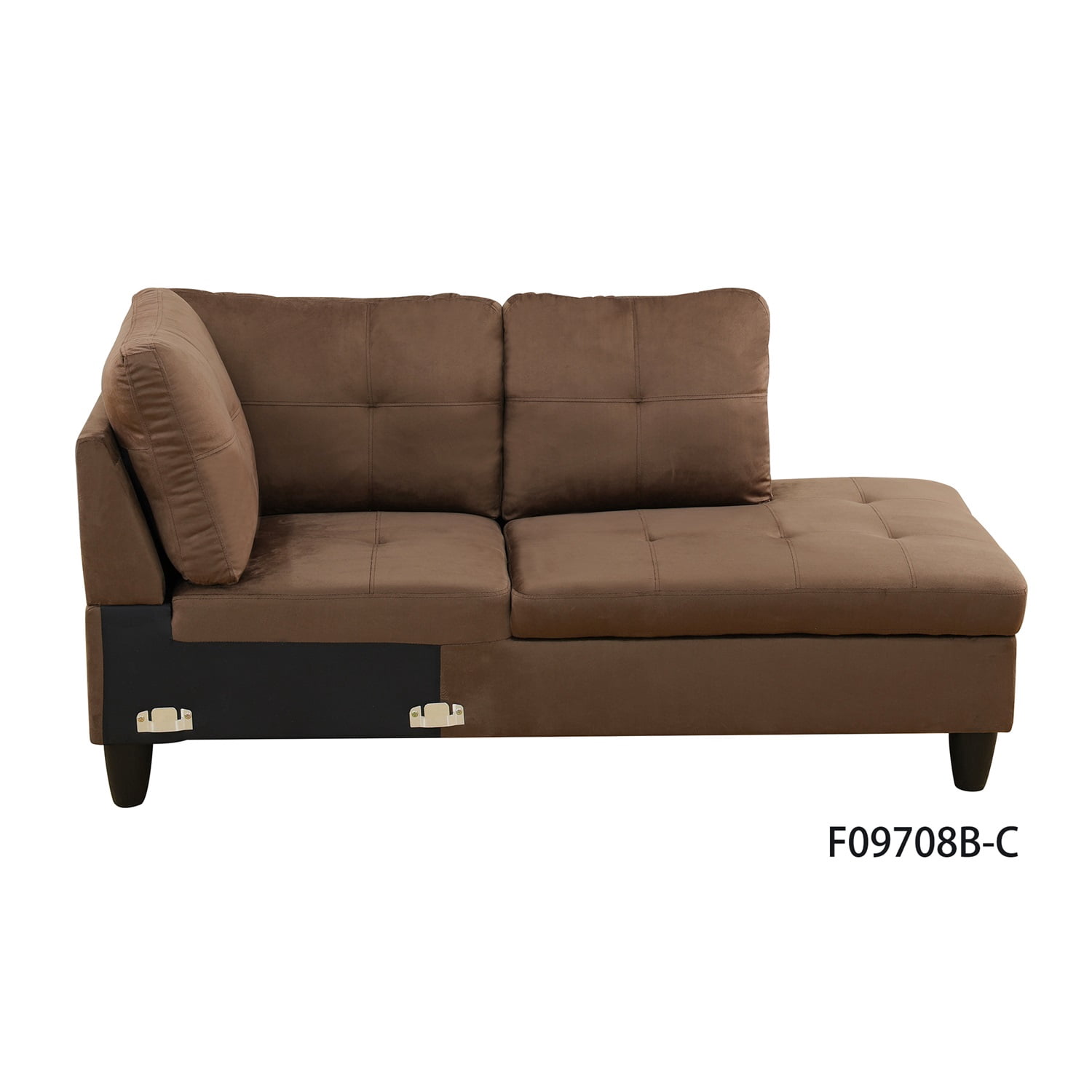 Hommoo Flannel Living Room Furniture Sets, 4-Seat Couches and Sofa Set, L Shaped Couch Set Sectional Sofa Set for Home, Apartment, Dorm, Chocolate(No Ottoman)