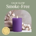 thumbnail image 4 of NeoMart - Dripless Unscented Pillar Candles, Set of 3 Hand Poured Solid Color Non-Scented Candles for Home Decor, Premium Wax, 60 Hr Burn Time - 3x4 Inch, Purple, 4 of 7