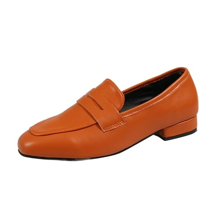 

GNEIKDEING Summer And Autumn Women Casual Shoes Low Heeled Solid Color Shallow Mouth Slip On Comfortable Gift on Clearance