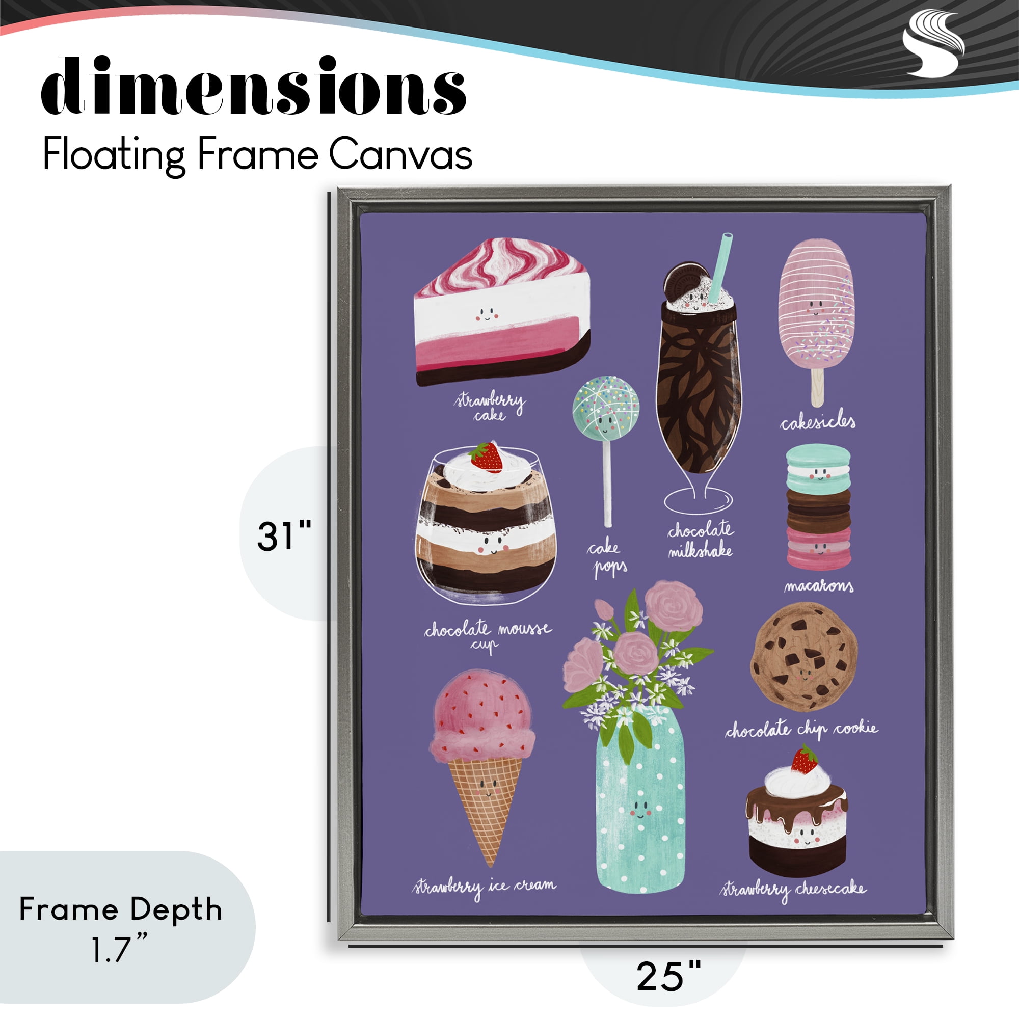 Stupell Industries Decadent Desserts & Flowers Gray Framed Floater Canvas Wall Art, design by Metka Hiti