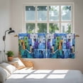 thumbnail image 3 of Abstract Blue Tier Curtains 24 Inch Length, Painting Buildings Geometric Modern Cafe Short Curtains for Bathroom Over Sink, Small Kitchen Curtain Light Filtering Tiered Drapes 2 Panels 27.5"Wx24"L, 3 of 8