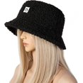 thumbnail image 2 of Sombrero de cubo de piel de invierno para mujeres y hombres, sombreros de cubo cálidos y esponjosos (negro), 2 of 5