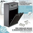 thumbnail image 2 of AdirOffice Wall Mount Mailbox - Mailbox with Lock and Keys- Durable Wall Mounted Locking Mailbox and Cash Drop Box for House, Apartments and Bussiness After Hours Deposits, 2 of 4