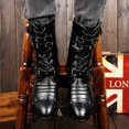 thumbnail image 6 of Santimon Men Boots Fashionable Motorcycle Boots Mid Calf Cowboy Boots Rough Black US 9, 6 of 7