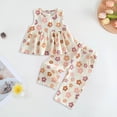 thumbnail image 2 of Caqnni Toddler Girls 2Pcs Cute Flower Summer Outfits Set – Short Sleeve T-Shirt + Pants Gift Set Summer 2Pcs Gift Outfits Set 2Pcs Summer Playwear Beach Outfits 4-5 Years,Beige, 2 of 6