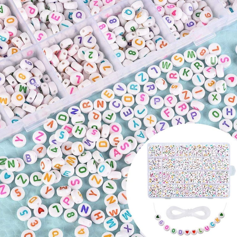 1850 Pieces A-Z Letter Beads, 7x4mm Sorted Alphabet Beads , Vowel