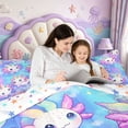 thumbnail image 5 of Manfei Colorful Axolotl 7 Pieces Full Size Bedding Sets,Aquatic Animal Full Size Bed in a Bag,Colorful Stars Reversible, 5 of 7