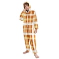 thumbnail image 5 of Orange Plaid Pattern One Piece Pajamas Soft Jumpsuit Cozy Sleep and Play Romper Zipper and Pockets 9-11Y, 5 of 8