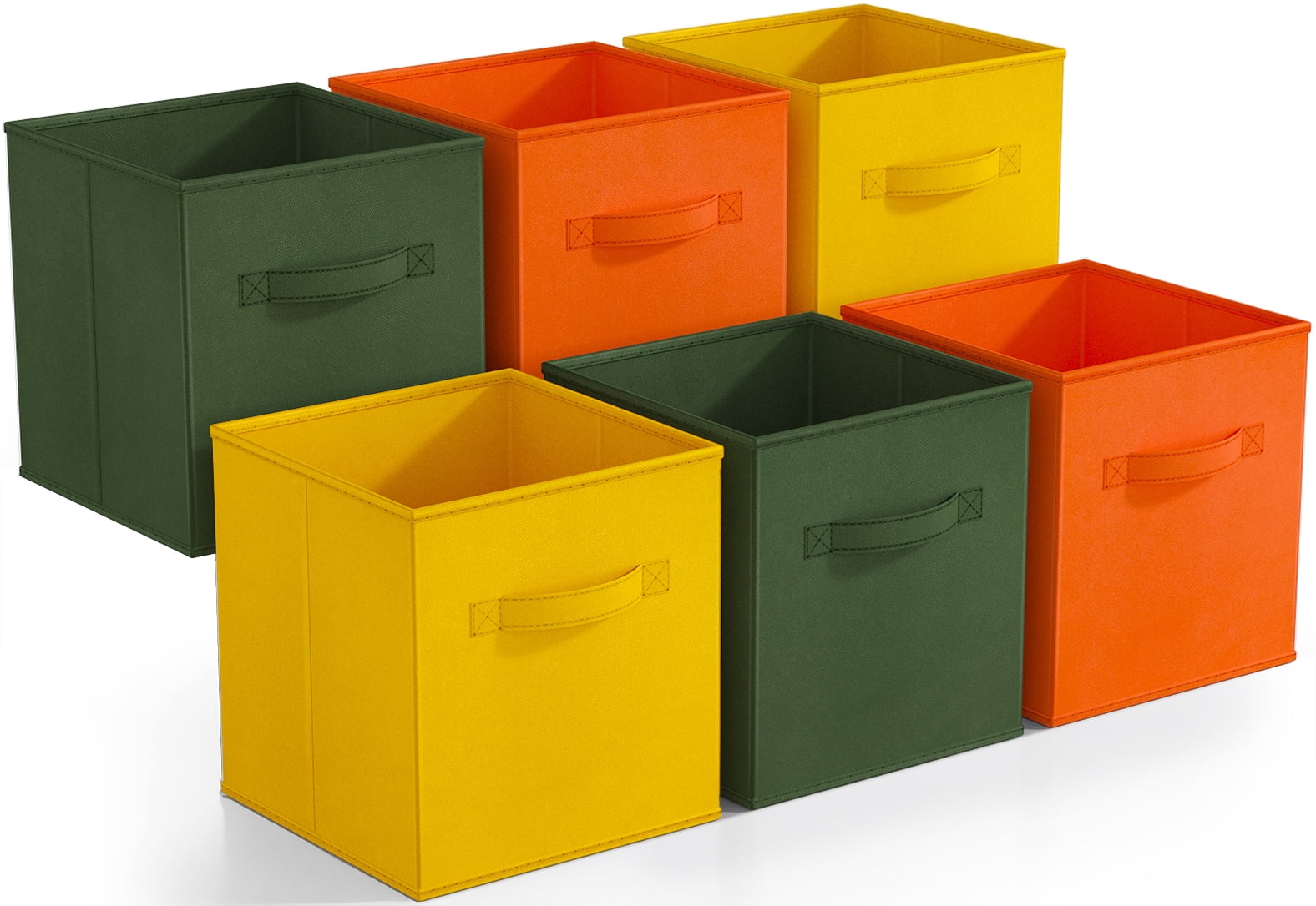 Sorbus Foldable Fabric Storage Cubes with Handles, Multicolor, 6 Pack