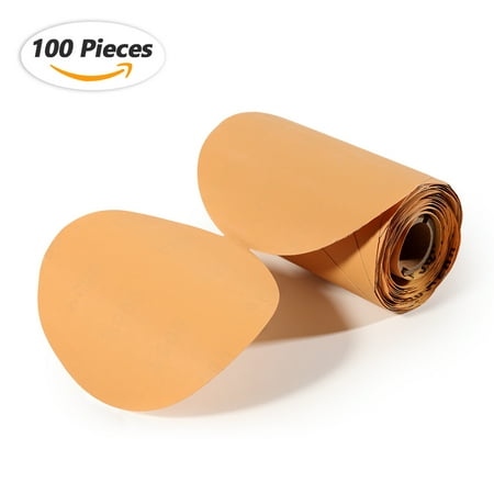

SPEEDWOX 100 Pcs 500 Grit Sandpaper Roll 5 inch Round Sanding Discs Adhesive Back PSA Sticky Back No Hole Stick and Sand Sandpaper for Wood Auto Body Repair Marine Paint Metal and Plastics