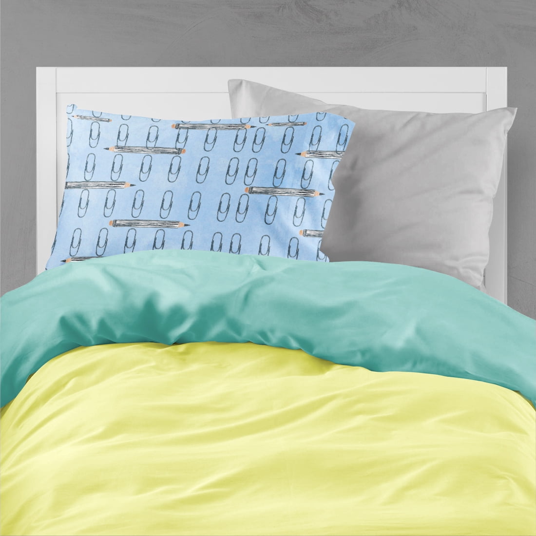 Watercolor Organized Paper Clips Blue Fabric Standard Pillowcase
