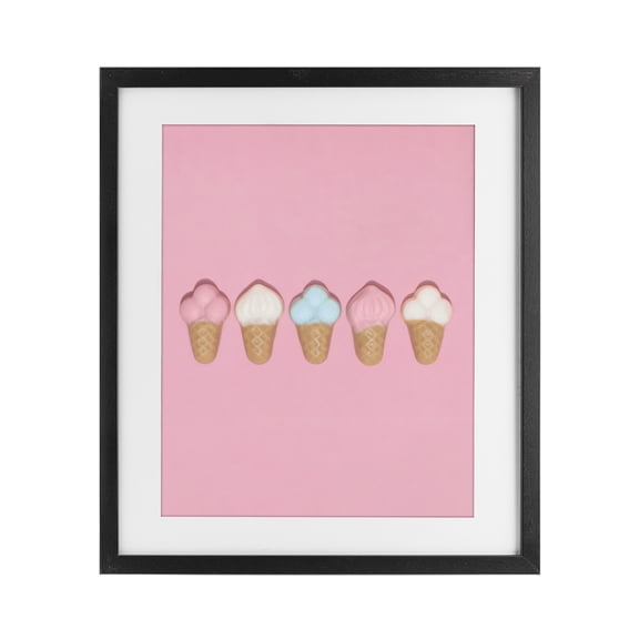 Stupell Industries Contemporary Pink Ice Cream Candy Black Framed Print Under Glass, 13 x 16, by LISH Creative