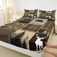 thumbnail image 3 of Homewish Jungle Animal Deer R Twin Sheet Sets,Woodland Animal Twin Fitted Sheet,Brown Black 03 For Men Women,Microfiber Bedroom Decor,3-Piece, 3 of 7