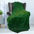 thumbnail image 4 of Green Soft Flannel Fleece Blanket, Abstract Vibrant Square Pixel Mosaic Design Geometric Technology Theme Digital Grid Print, Cozy Plush for Indoor and Outdoor Use, 50" x 70", Green, by Ambesonne, 4 of 5