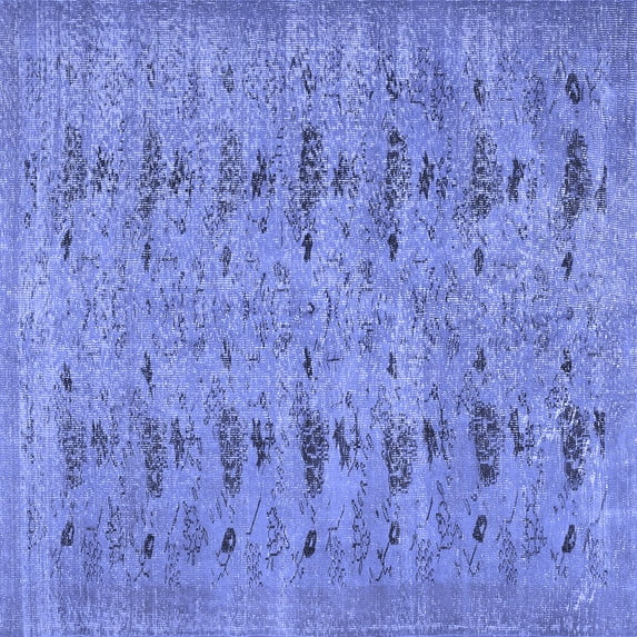 Ahgly Company Machine Washable Indoor Square Abstract Blue Contemporary Area Rugs, 3' Square