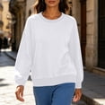 thumbnail image 5 of ClodeEU Women's Crew Neck Long Sleeve Sweatshirt,Casual Loose Fit Pullover Top White,Women's Plus XXL, 5 of 9