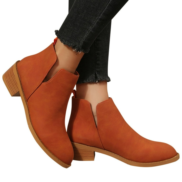 Dyfzdhu Women Deep V Design Ankle Boots Short Boots Single Shoes For Ladies Casual Shoes Walmart