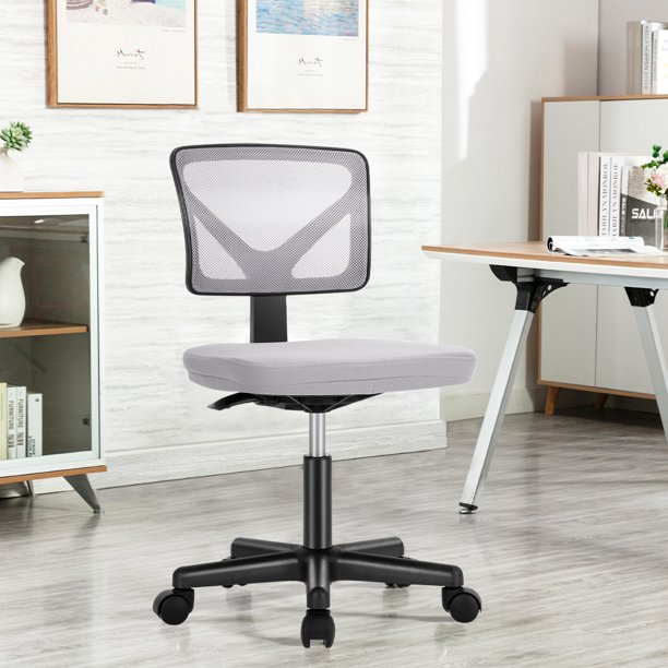 Home Office Desk Chair, Armless Mesh Computer Chair Small Space Swivel Adjustable Low Back Task