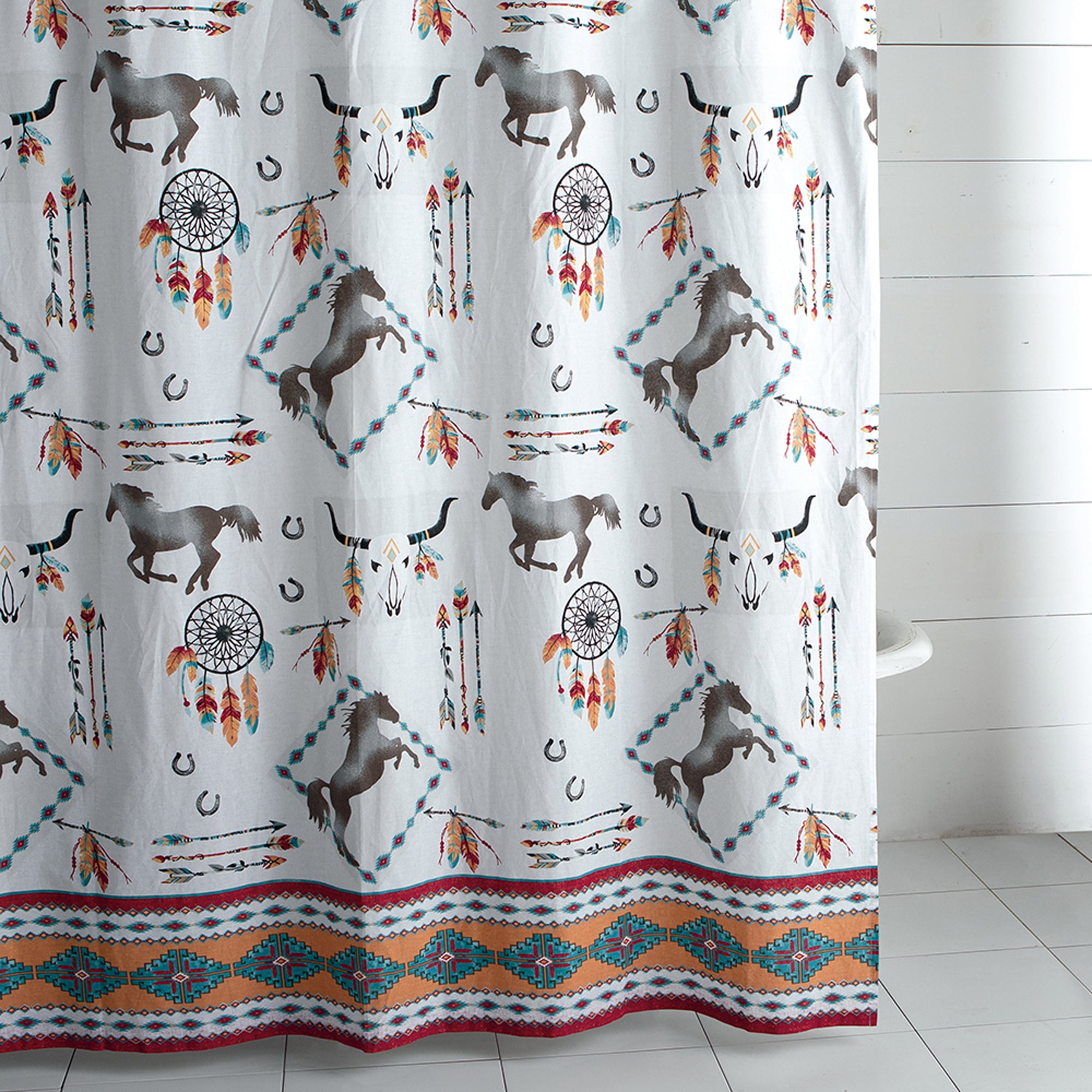 Southwestern Horse Shadow Dream Catcher Shower Curtain