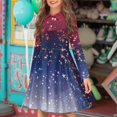 thumbnail image 2 of DISNIMO American Flag Dress for Girls Long Sleeve Star Dress Girls Casual Midi Dress Kids Collared Dress Girl Skater Dress Children 5-6 Years Girl Swing Dress Primary Girls 4Th of July Dresses, 2 of 7