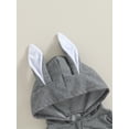 thumbnail image 6 of Bslissey Toddler Baby Hooded Jumpsuit 6M 12M 18M 24M 3T Sleeveless Zipper Front Pocket Bunny Ear Hoodies Rompers Infant Solid Color Casual Bodysuit Easter Clothes, 6 of 9