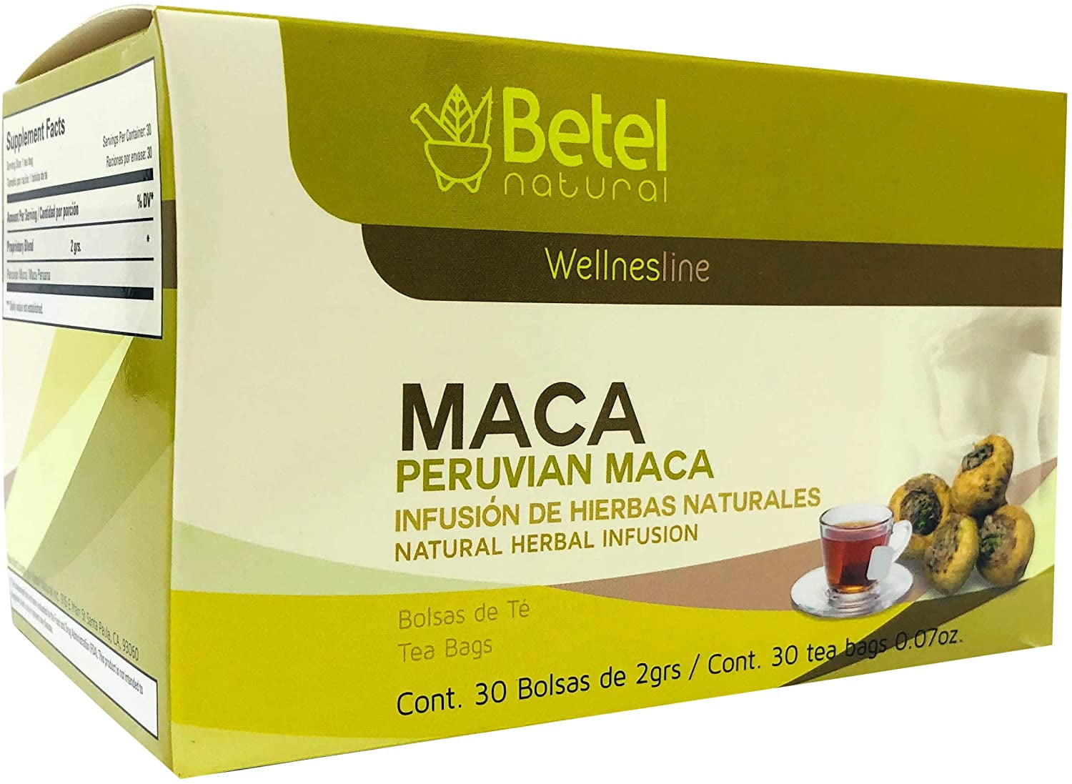 Peruvian Maca Tea by Betel Natural - Amazing Libido Support - 2 Grams per Tea Bag - 30 Tea Bags