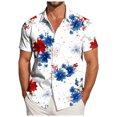 thumbnail image 4 of Leey-World Mens America 250 Anniversary Shirt Hawaiian Shirts for Men | Printed Men's Casual Short Sleeve Button-Down Shirts, Patriotic Style(White,L), 4 of 8