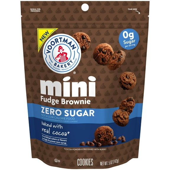 VOORTMAN Bakery Zero Sugar Fudge Brownie Chocolate Chip Mini Cookies 5 oz