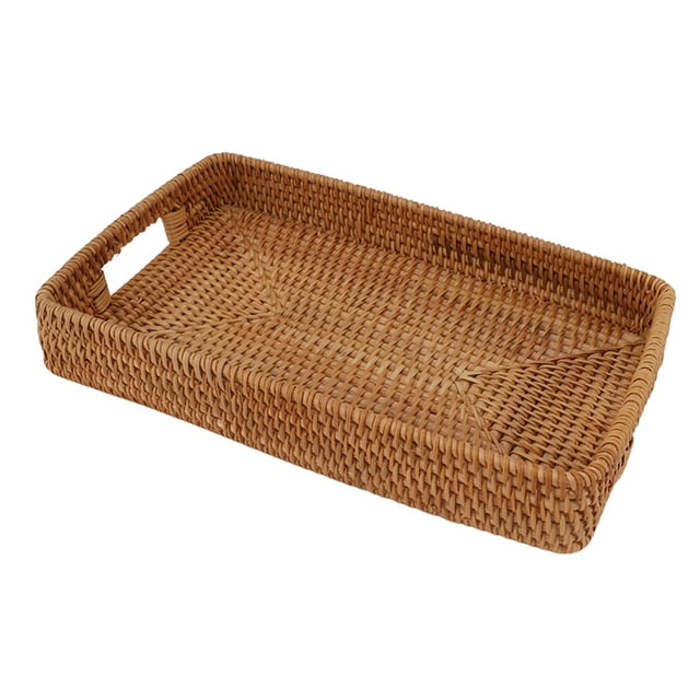 Elegant Handmade Rattan Tray, Large Capacity For Fruits, Desserts, And Snacks, Traditional Artistic Design, Durable And Eco Friendly Material