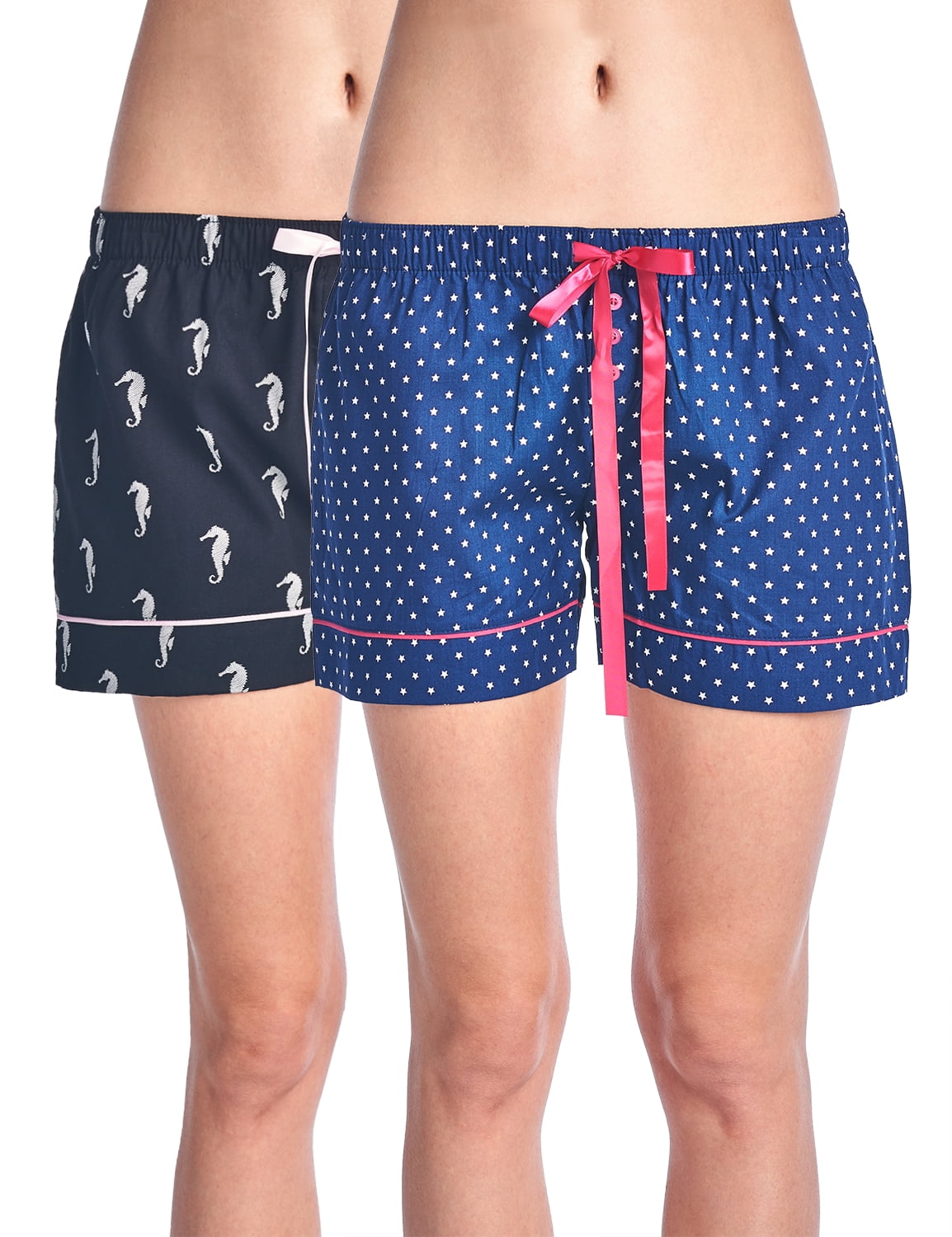 Casual Nights Women's 2 Pack Cotton Woven Lounge Boxer Shorts