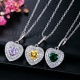 thumbnail image 6 of Silver Plated Purple Love Heart CZ Pendant Necklace Earrings Women Jewelry Set, 6 of 9