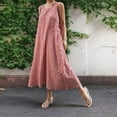 thumbnail image 2 of chouyatou Women's Casual Loose-Fit Cotton and Linen Plaid Tank Maxi Dress with Pockets, 2 of 4