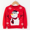 thumbnail image 6 of Baby Boys Sweaters Size 4-5 Years Christmas Cartoon Snowman Prints Long Sleeve Warm Knitted Pullover Crew Neck Red Hoodies and Sweatshirts, 6 of 7