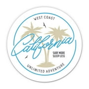 California Surf More Sleep Less - 3" Vinyl Sticker - For Car Laptop I-Pad Phone Helmet Hard Hat - Waterproof Decal