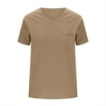 thumbnail image 3 of YUGYXL Womens Tunics Shirts Short Sleeve Tops Lightweight V Neck Tshirts Solid Color Summer Tops with Pocket Khaki M, 3 of 8