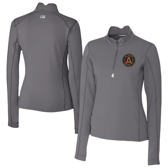 Women's Cutter & Buck Gray Atlanta United FC Traverse Stretch Eco Quarter-Zip Top